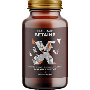 BrainMax Betaine HCl, Betain HCl a hořec žlutý, 700 mg, 90 kapslí Enzym pro podporu trávení a snadnější vstřebávání živin