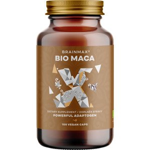 BrainMax BIO Maca, 740 mg, 100 rostlinných kapslí *CZ-BIO-001 certifikát / Zvládněte lépe stres, mějte více energie a podpořte své reprodukční zdraví!