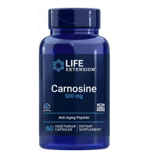 Life Extension Carnosine, karnosin, 500 mg, 60 rostlinných kapslí Vitamin B1 a antioxidant pro podporu regeneraci svalů / Expirace 11/2023