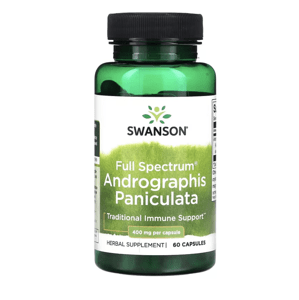 Swanson, Full Spectrum Andrographis Paniculata, právenka latnatá, 400 mg, 60 kapslí Doplněk stravy