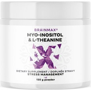 BrainMax Myo-Inositol & L-Theanine, 150 g Myo-inositol s L-theaninem pro podporu hormonální rovnováhy a mentální pohodu, 250 dávek, doplněk stravy