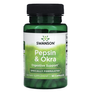 Swanson Pepsin&Okra, trávicí enzym s vlákninou, 90 kapslí Doplněk stravy