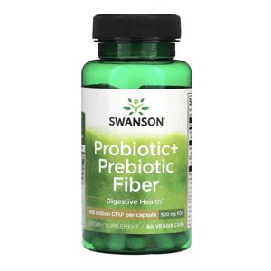 Swanson Probiotic + Prebiotic fiber, probiotika a prebiotika, 60 rostlinných kapslí