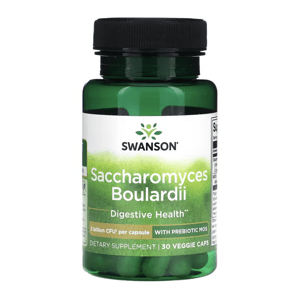Swanson Saccharomyces Boulardii, probiotika s prebiotiky, 30 rostlinných kapslí Doplněk stravy