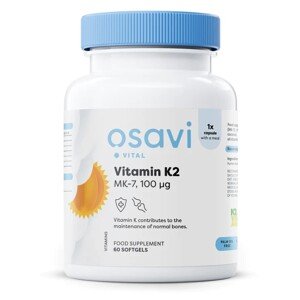 Osavi Vitamín K2 MK-7, 100 μg, 60 softgelových kapslí Doplněk stravy