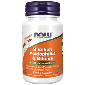 Now® Foods NOW 8 Billion Acidophilus & Bifidus, Probiotika 8 mld., 3 kmeny pro zdraví střev a imunitu, 60 rostlinných kapslí