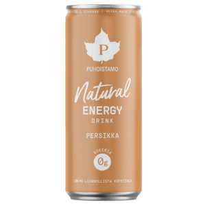 Puhdistamo Natural Energy Drink Peach, Energetický drink, Broskev, 330 ml