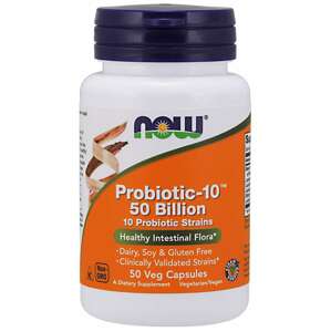 Now® Foods NOW Probiotic-10, probiotika, 50 miliard CFU, 10 kmenů, 50 rostlinných kapslí