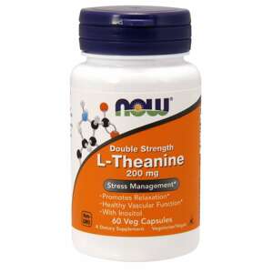 Now® Foods NOW L-Theanine s Inositolem Double Strength, 200 mg, 60 rostlinných kapslí