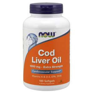 Now® Foods NOW Cod Liver Oil (omega 3, olej z tresčích jater), 1000 mg, 180 softgel kapslí