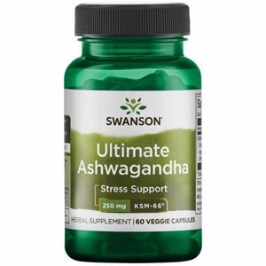 Swanson Ashwagandha Extrakt Ultimate KSM-66, 250 mg, 60 rostlinných kapslí