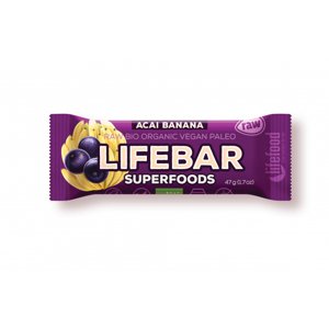 LifeFood - Tyčinka Lifebar acai s banánem BIO, RAW, 47 g CZ-BIO-001 certifikát
