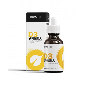 Vivo Life Vegan D3 & K2 Complex 2000 IU (vitamin D3 2000 IU & K2 25 mcg - vegan), 50 ml