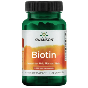 Swanson Biotin, 5000 mcg, 30 kapslí