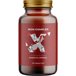 BrainMax Iron Complex, železo bisglycinát, 25 mg, 100 rostlinných kapslí Železo v chelátové formě