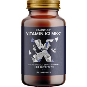 BrainMax Vitamin K2 jako MK7 150 mcg, 100 rostlinných kapslí Nejlépe vstřebatelná a využitelná patentovaná forma vitamínu K2 MK-7.