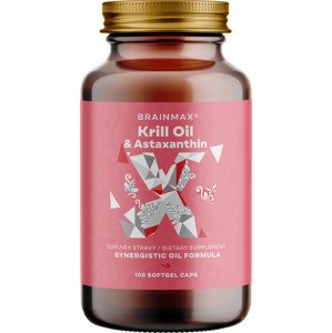 BrainMax Krill Oil s astaxanthinem, 500 mg, 100 softgel kapslí Omega 3 olej z krillu s astaxanthinem a fosfolipidy