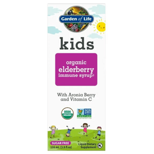 Garden of Life Kids Organic Elderberry Immune Syrup, sirup z černého bezu pro podporu imunity, 116 ml