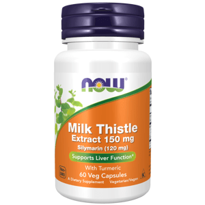 Now® Foods NOW Milk Thistle Extract with Turmeric, Ostropestřec mariánský extrakt s kurkumou, 150 mg, 60 rostlinných kapslí