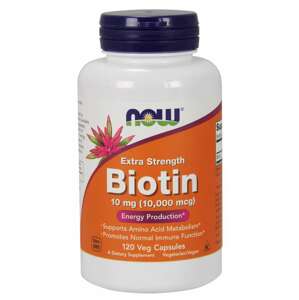 Now® Foods NOW Biotin, 10 mg Extra Strength, 120 rostlinných kapslí