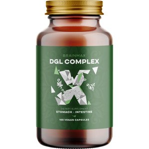 BrainMax DGL Complex (Deglycyrrhizinovaná lékořice), 100 rostlinných kapslí Speciálně upravený extrakt lékořice s aloe vera pro podporu trávicího traktu